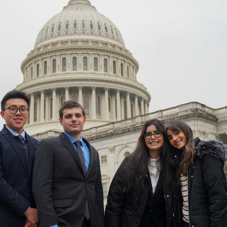 Students in front of the capitol building in D.C.