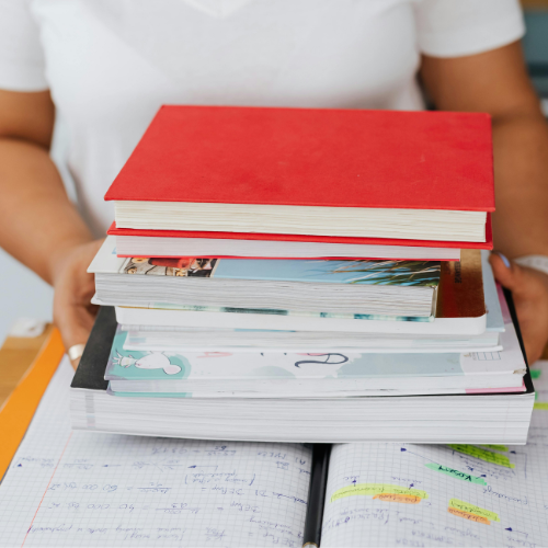 A stack of books.