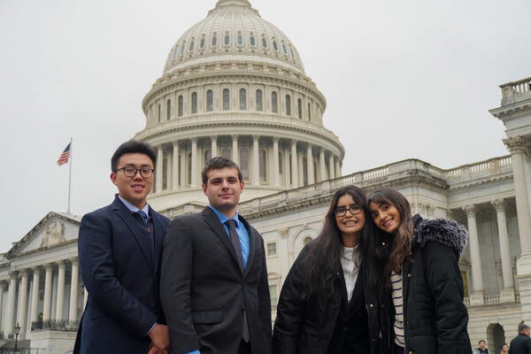 Students in front of the capitol building in D.C.