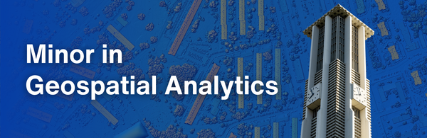 The UCR bell tower in front of a background of a geospatial map.