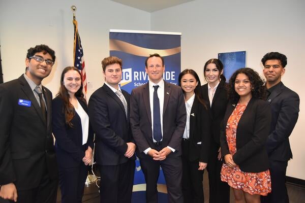 CA Chief Service Officer Josh Fryday with students