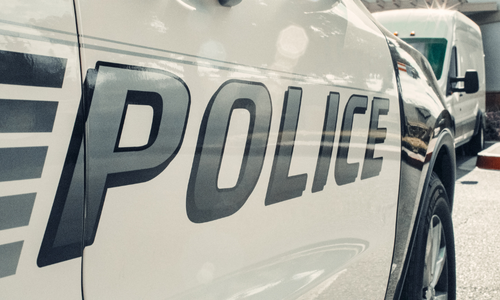 The side of a police car